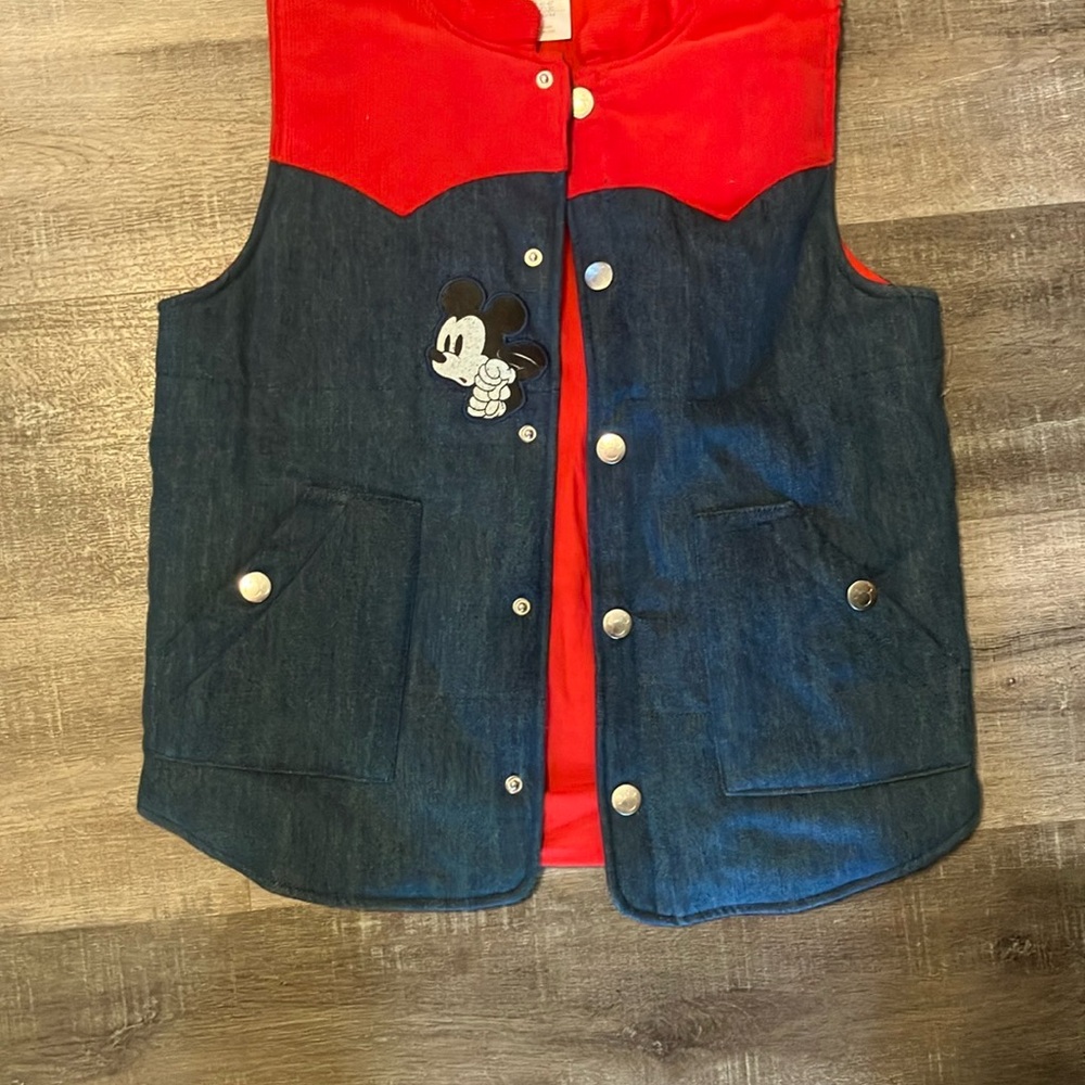 Disney Red and Blue Denim Vest with Character Patch